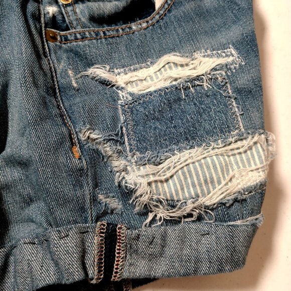 Polo Ralph Lauren Very Boyfriend Jean Shorts Size 25 Denim Patchwork Distressed - Picture 12 of 16